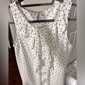 White Polka Dot Sleeveless Blouse